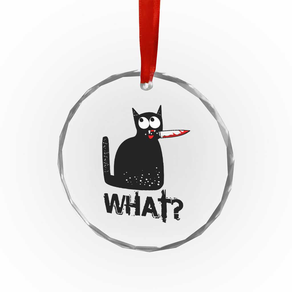 Funny Black Cat Crystal Glass Ornament What Kitten Murderous - Wonder Print Shop