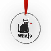 Funny Black Cat Crystal Glass Ornament What Kitten Murderous - Wonder Print Shop