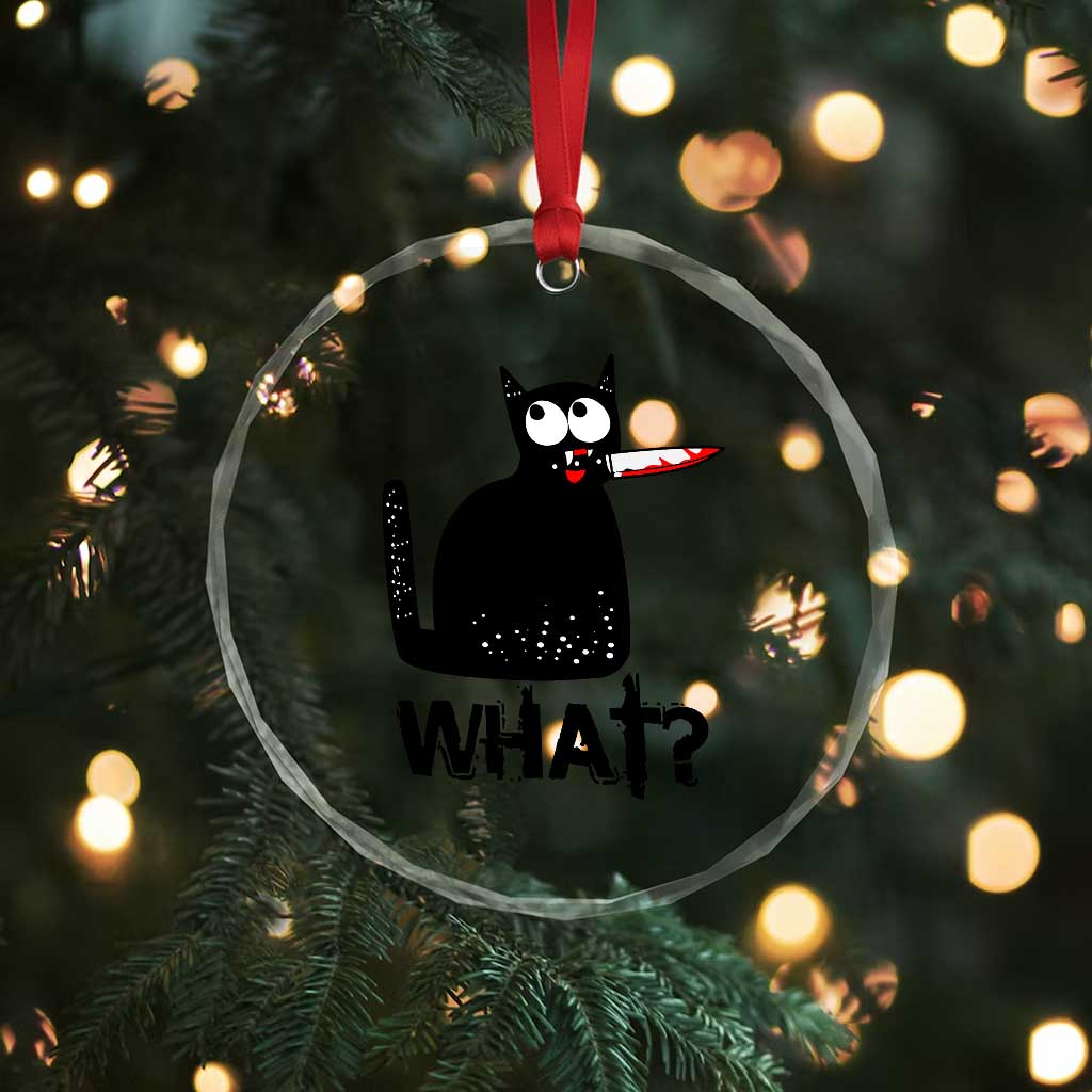 Funny Black Cat Crystal Glass Ornament What Kitten Murderous - Wonder Print Shop