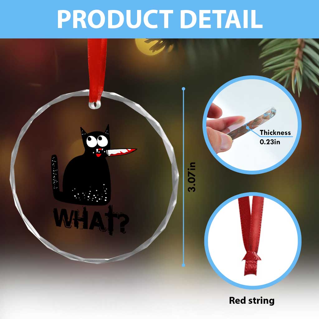 Funny Black Cat Crystal Glass Ornament What Kitten Murderous - Wonder Print Shop