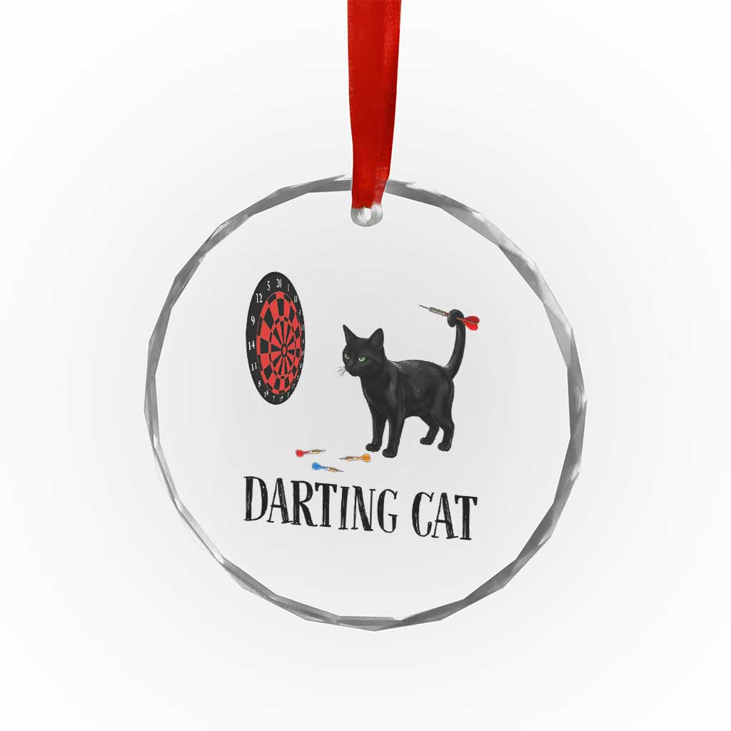 Funny Black Cat Darts Player Crystal Glass Ornament Darting Cat Dartist Gift - Wonder Print Shop