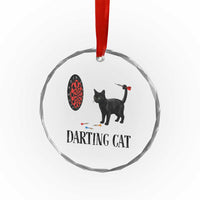 Funny Black Cat Darts Player Crystal Glass Ornament Darting Cat Dartist Gift - Wonder Print Shop