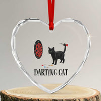 Funny Black Cat Darts Player Heart Crystal Glass Ornament Darting Cat Dartist Gift - Wonder Print Shop