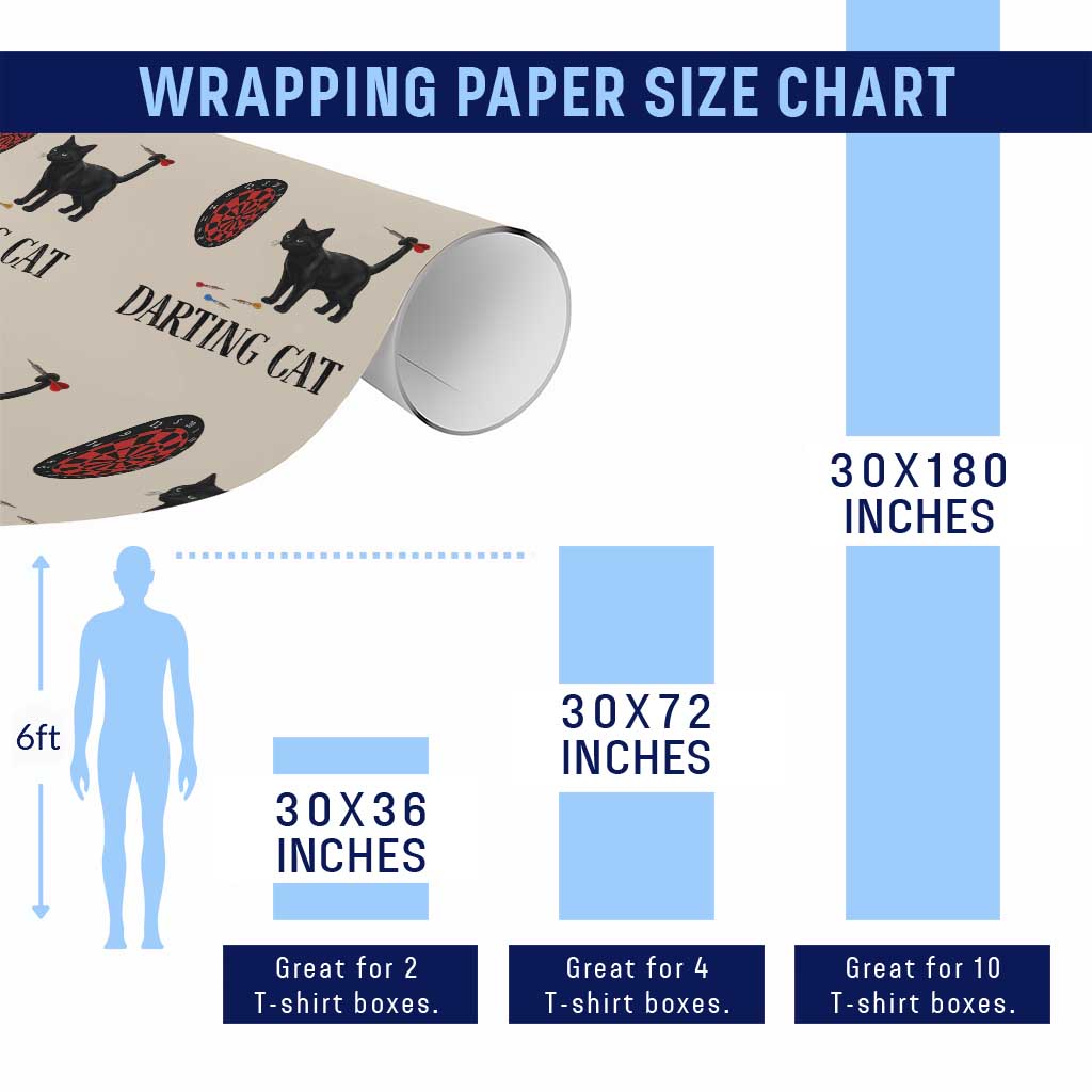 Funny Black Cat Darts Player Wrapping Paper Roll Darting Cat Dartist Gift - Wonder Print Shop
