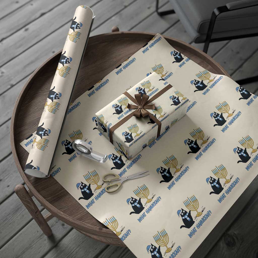 Funny Black Cat Hanukkah Chanukah Wrapping Paper Roll - Wonder Print Shop