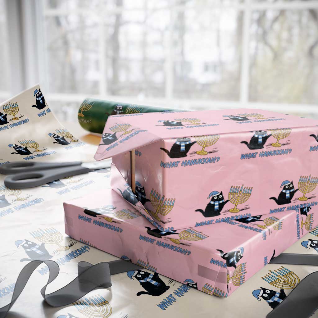 Funny Black Cat Hanukkah Chanukah Wrapping Paper Roll - Wonder Print Shop