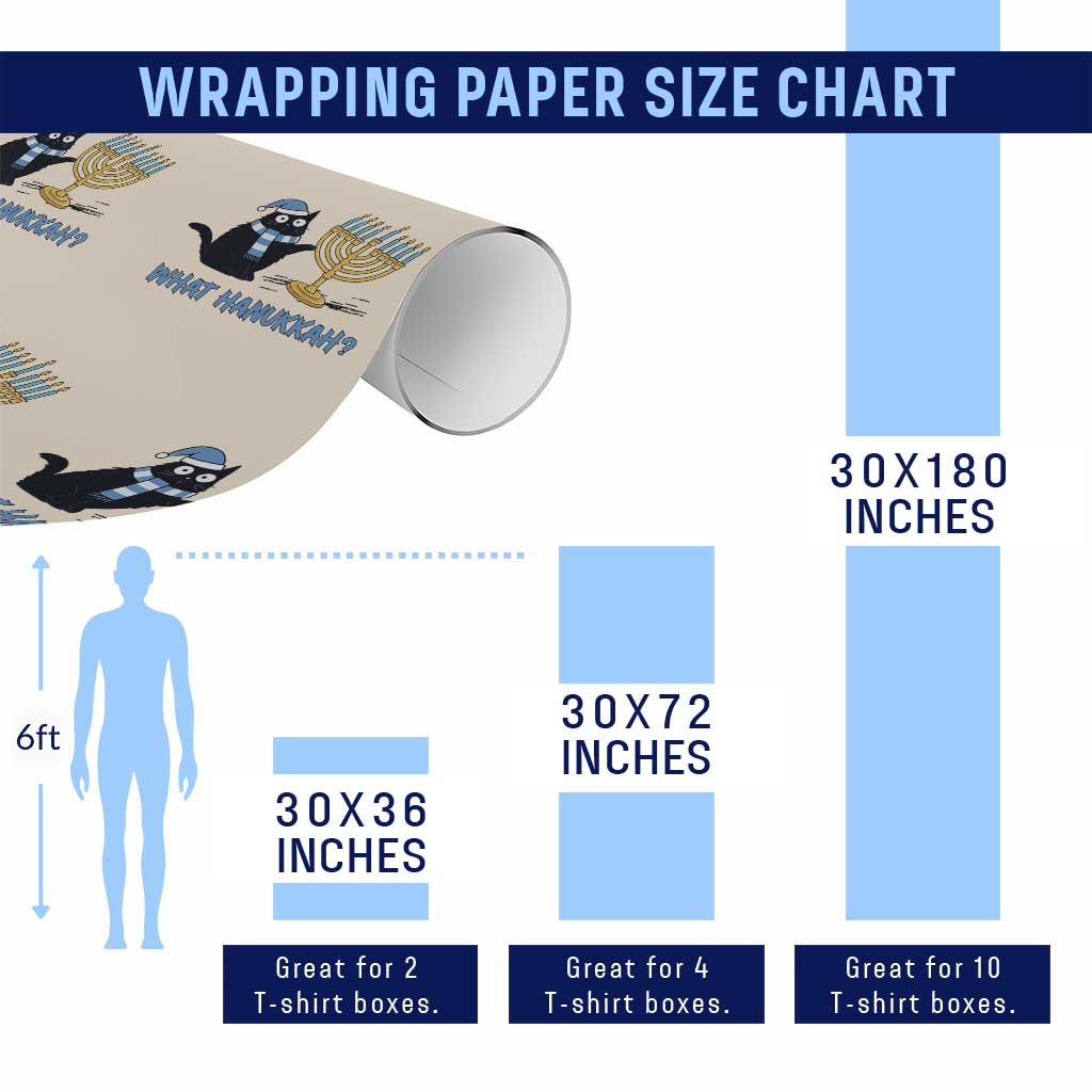 Funny Black Cat Hanukkah Chanukah Wrapping Paper Roll - Wonder Print Shop
