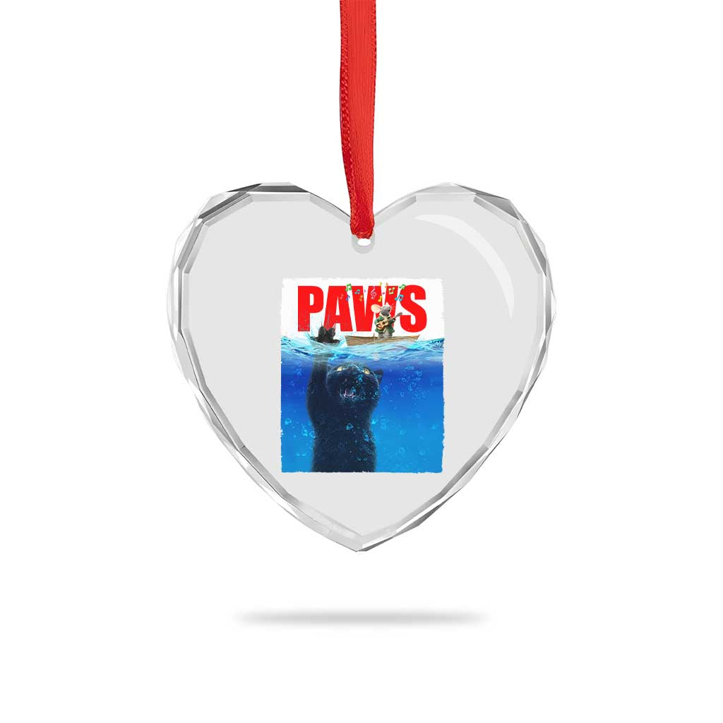 Funny Black Cat Heart Crystal Glass Ornament PAWS Parody Kitten Mouse Humorous - Wonder Print Shop