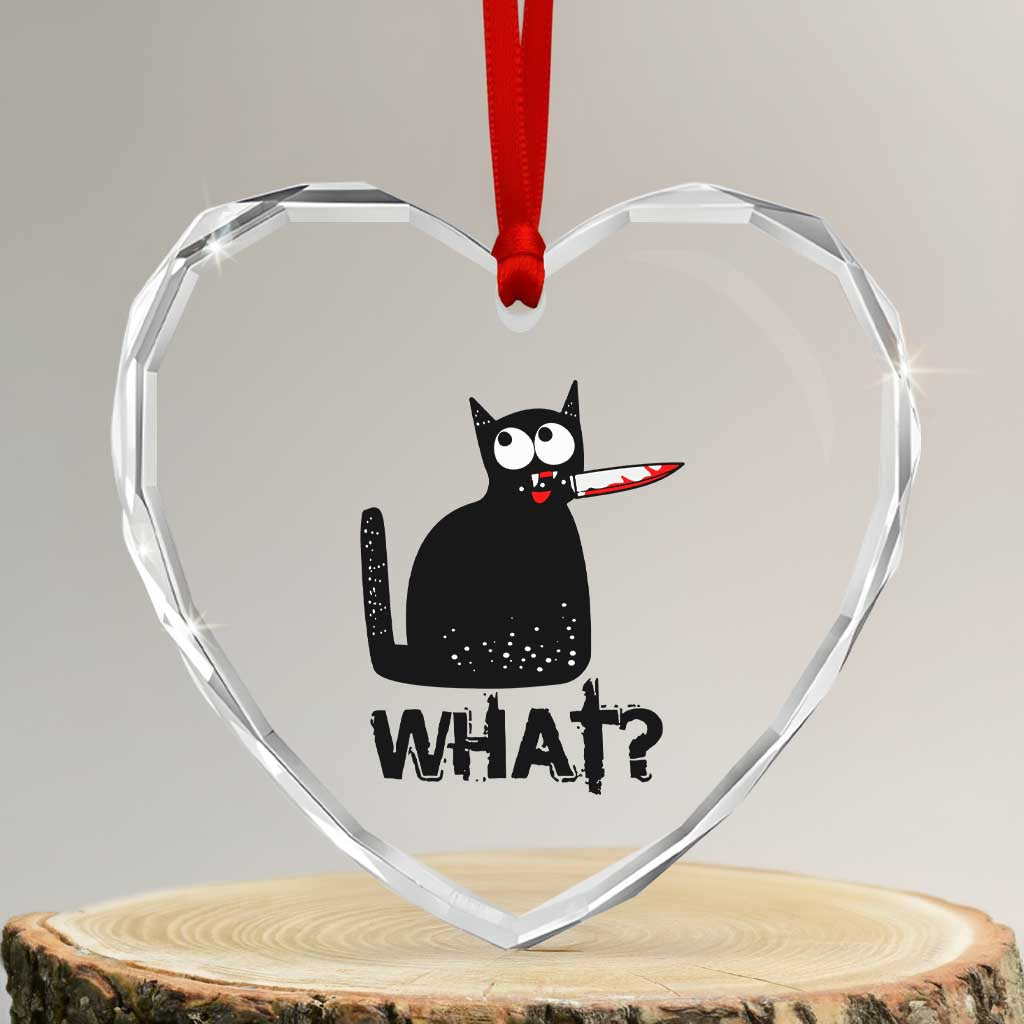 Funny Black Cat Heart Crystal Glass Ornament What Kitten Murderous - Wonder Print Shop