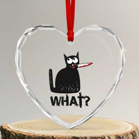 Funny Black Cat Heart Crystal Glass Ornament What Kitten Murderous - Wonder Print Shop