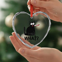 Funny Black Cat Heart Crystal Glass Ornament What Kitten Murderous - Wonder Print Shop