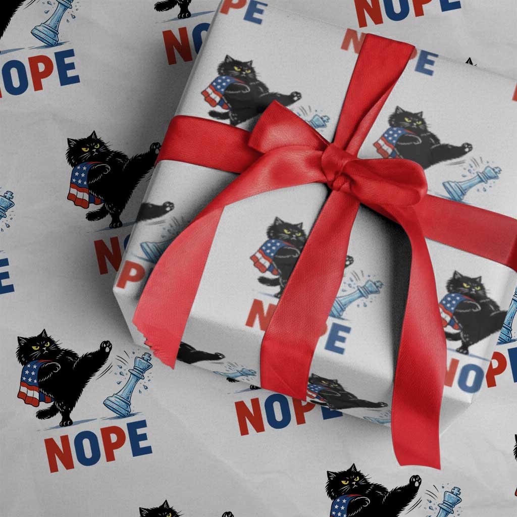 Funny Black Cat Kicks The Icy Chess Piece Nope Wrapping Paper Roll