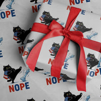 Funny Black Cat Kicks The Icy Chess Piece Nope Wrapping Paper Roll