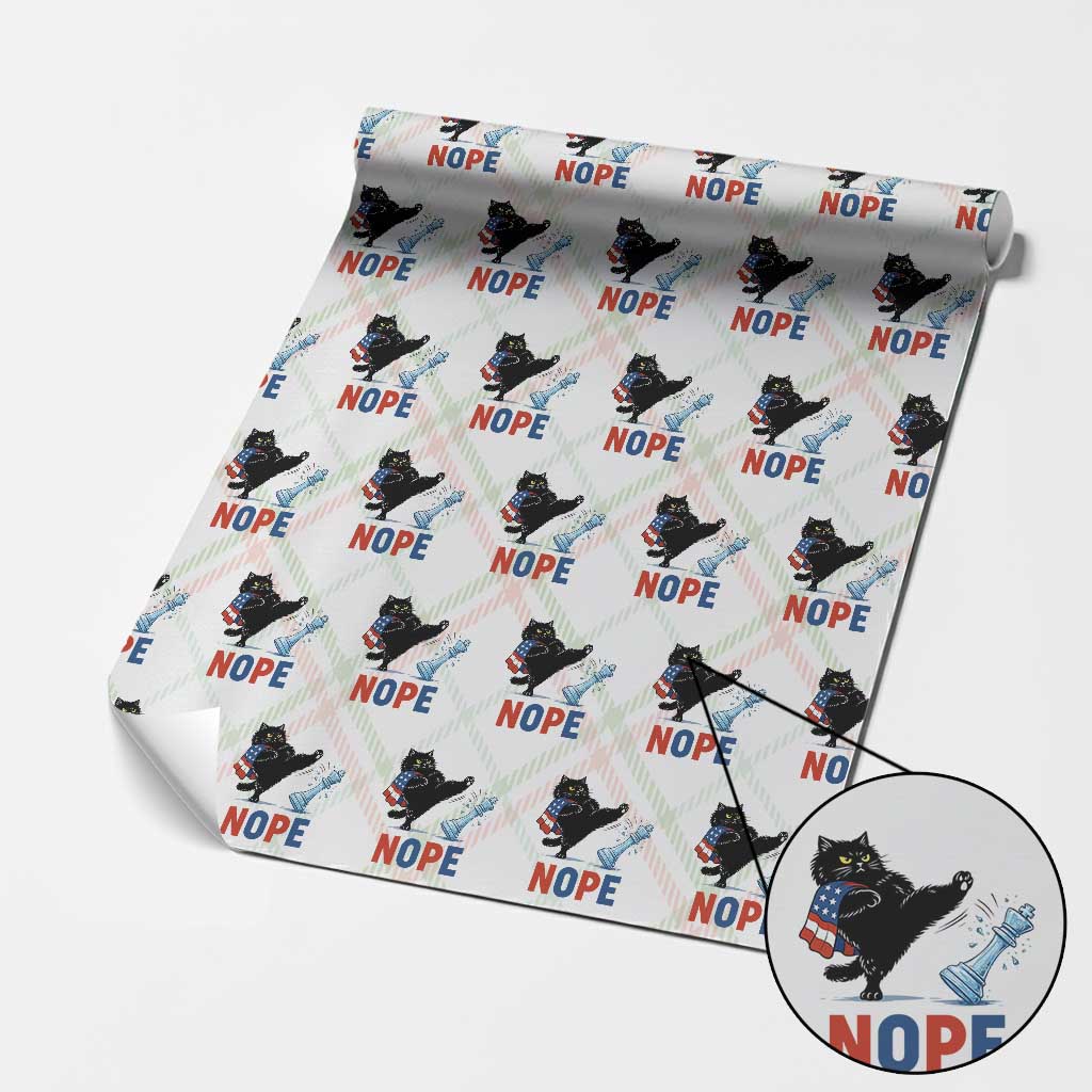 Funny Black Cat Kicks The Icy Chess Piece Nope Wrapping Paper Roll
