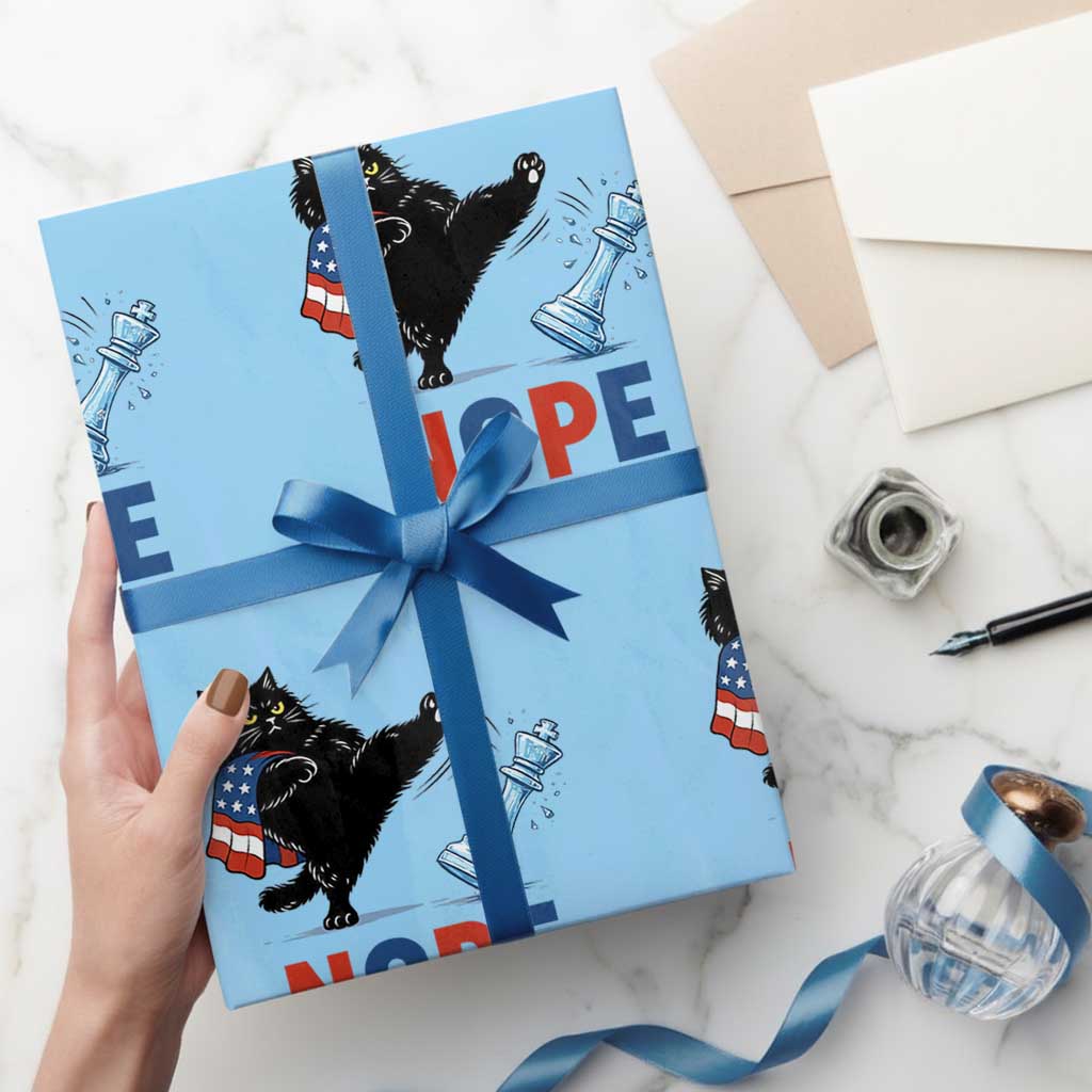 Funny Black Cat Kicks The Icy Chess Piece Nope Wrapping Paper Roll