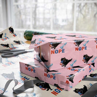 Funny Black Cat Kicks The Icy Chess Piece Nope Wrapping Paper Roll