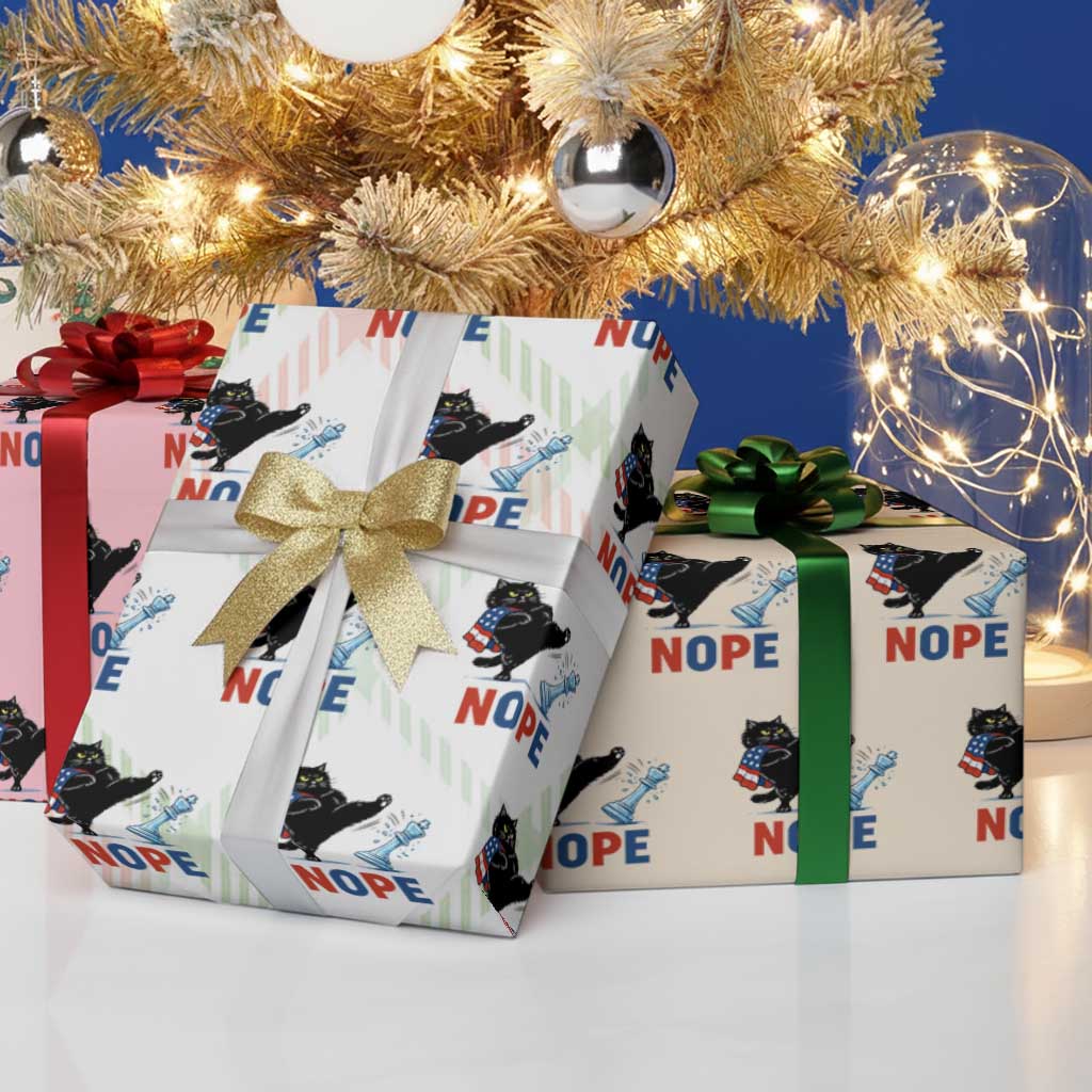 Funny Black Cat Kicks The Icy Chess Piece Nope Wrapping Paper Roll
