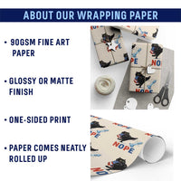 Funny Black Cat Kicks The Icy Chess Piece Nope Wrapping Paper Roll