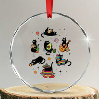 Funny Black Cat Lover Cinco De Mayo Crystal Glass Ornament Mexican Fiesta Gift