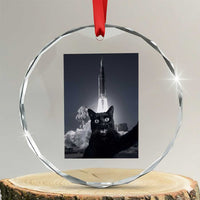 Funny Black Cat Selfie Crystal Glass Ornament Back To The Moon Mission 2026