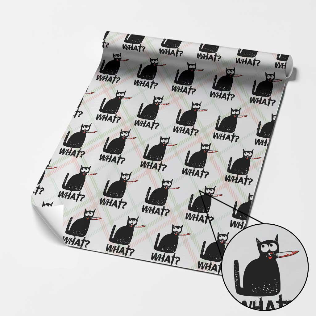 Funny Black Cat Wrapping Paper Roll What Kitten Murderous - Wonder Print Shop