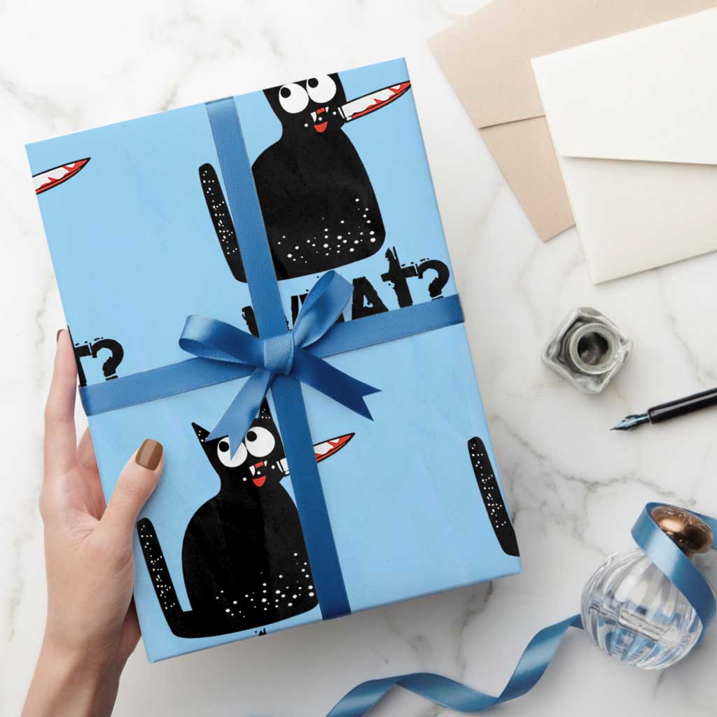 Funny Black Cat Wrapping Paper Roll What Kitten Murderous - Wonder Print Shop