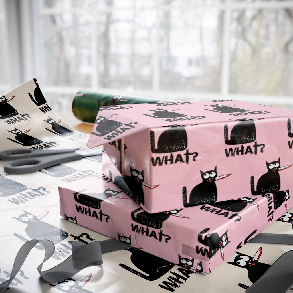 Funny Black Cat Wrapping Paper Roll What Kitten Murderous - Wonder Print Shop