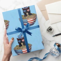 Funny Black Cats Eat Ramen Wrapping Paper Roll American Flag 4th Of July