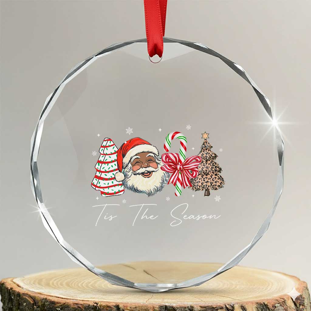 Funny Black Christmas Crystal Glass Ornament Tis The Season African American Santa - Wonder Print Shop