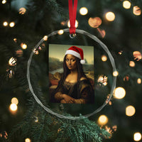 Funny Black Christmas Crystal Glass Ornament Vintage Mona Lisa Afro Santa Da Vinci Xmas - Wonder Print Shop