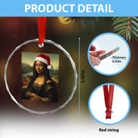 Funny Black Christmas Crystal Glass Ornament Vintage Mona Lisa Afro Santa Da Vinci Xmas - Wonder Print Shop