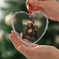Funny Black Christmas Heart Crystal Glass Ornament Vintage Mona Lisa Afro Santa Da Vinci Xmas - Wonder Print Shop