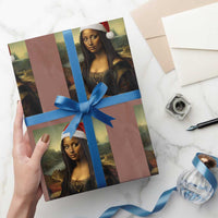 Funny Black Christmas Wrapping Paper Roll Vintage Mona Lisa Afro Santa Da Vinci Xmas - Wonder Print Shop