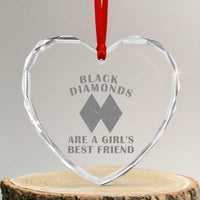 Funny Black Diamonds Are A Girls Best Friend Snow Skiing Heart Crystal Glass Ornament