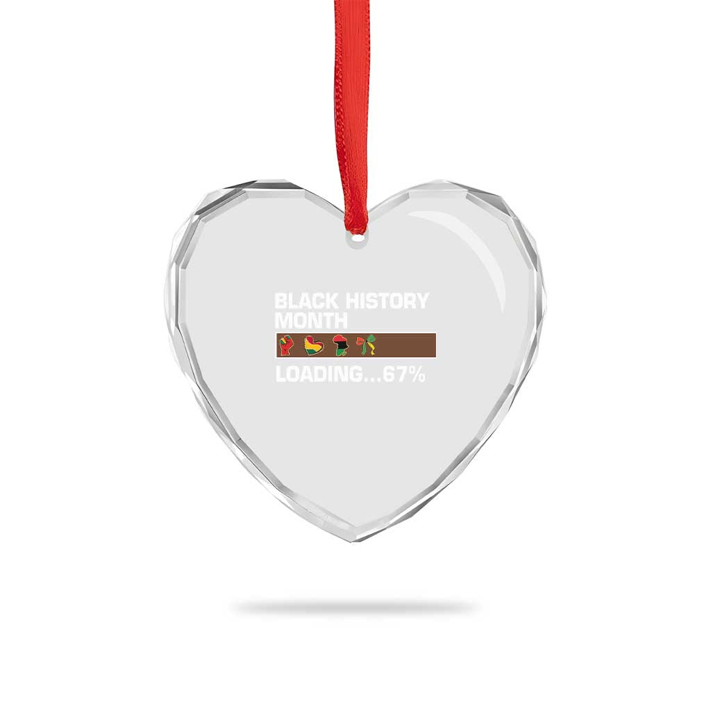 Funny Black History Month Loading Heart Crystal Glass Ornament Six Seven Meme