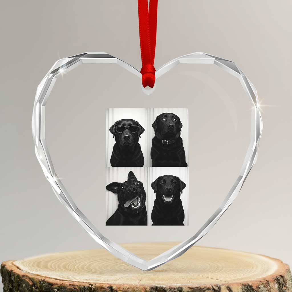 Funny Black Lab Heart Crystal Glass Ornament Photobooth Selfie Dog Mom Gift - Wonder Print Shop