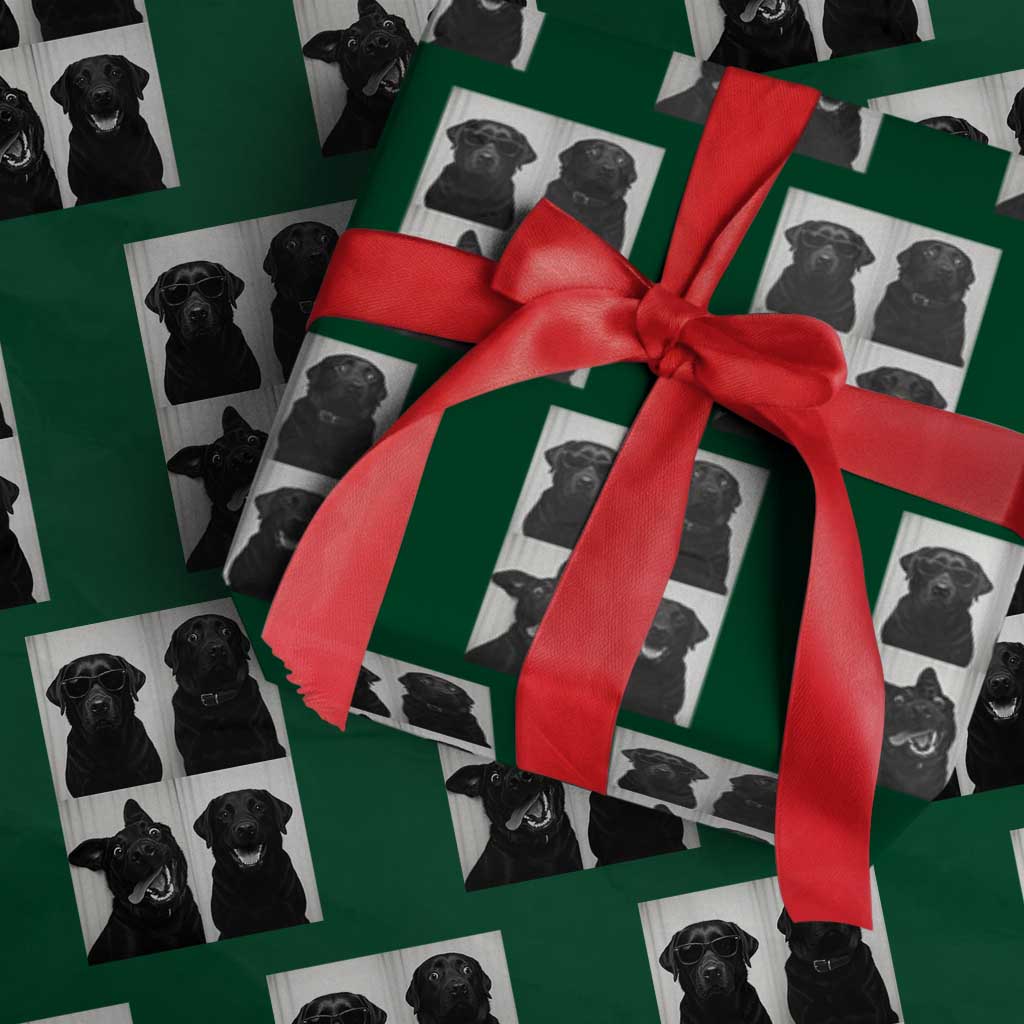 Funny Black Lab Wrapping Paper Roll Photobooth Selfie Dog Mom Gift - Wonder Print Shop