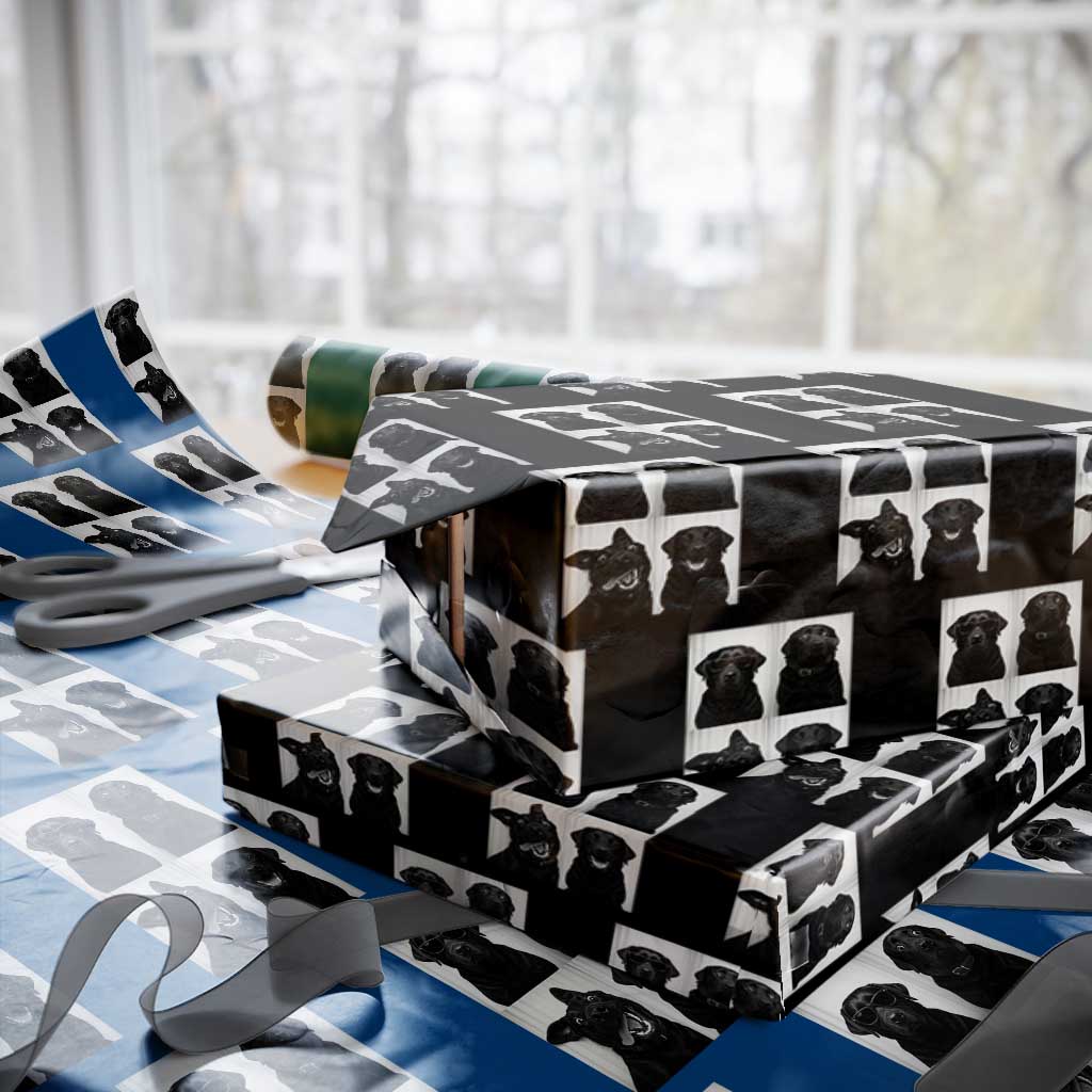 Funny Black Lab Wrapping Paper Roll Photobooth Selfie Dog Mom Gift - Wonder Print Shop