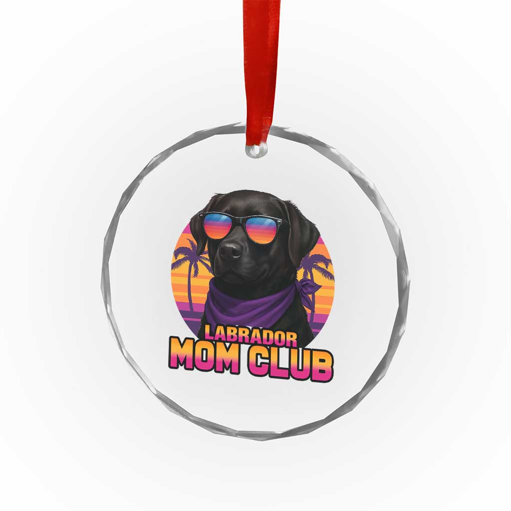 Funny Black Labrador Crystal Glass Ornament Dog Mom Retro Sunset Gift TS12