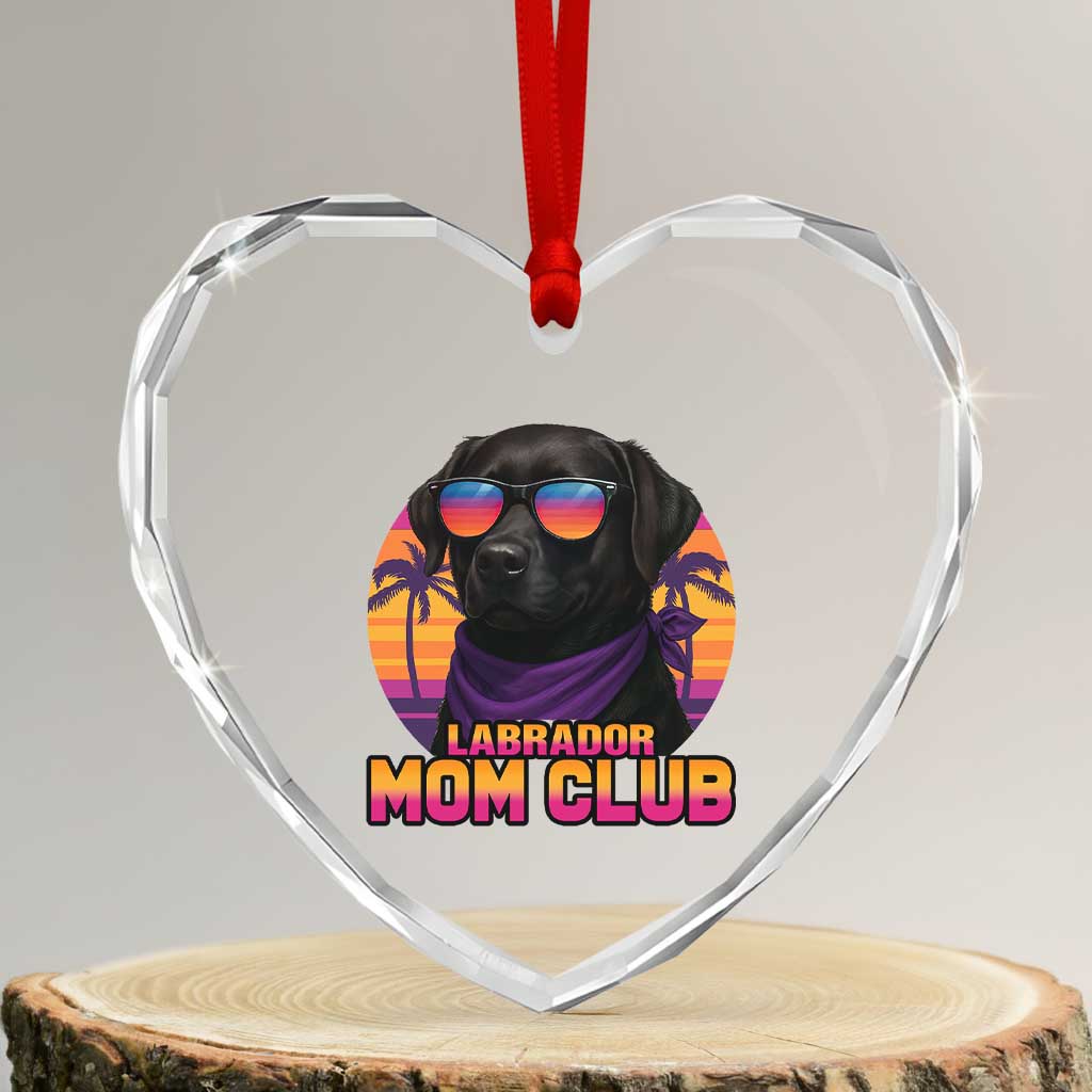 Funny Black Labrador Heart Crystal Glass Ornament Dog Mom Retro Sunset Gift - Wonder Print Shop