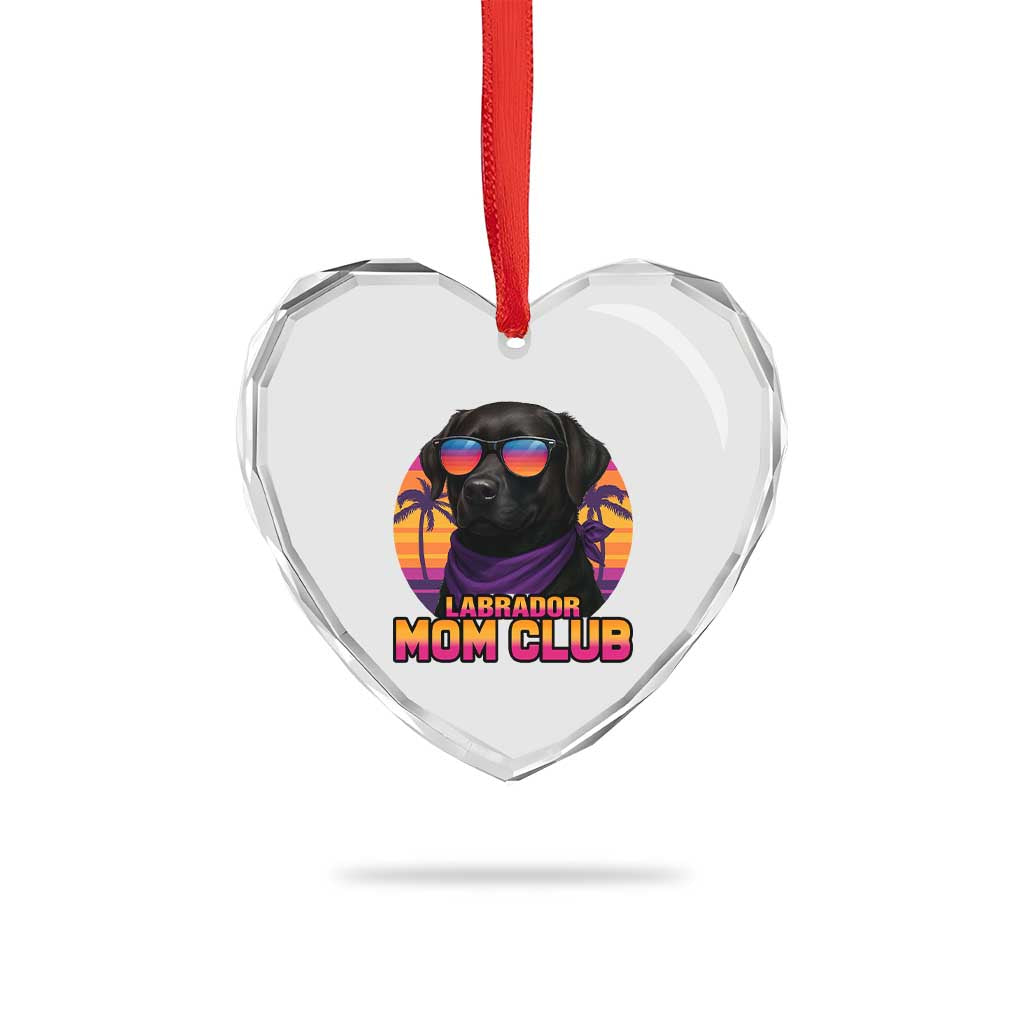 Funny Black Labrador Heart Crystal Glass Ornament Dog Mom Retro Sunset Gift - Wonder Print Shop