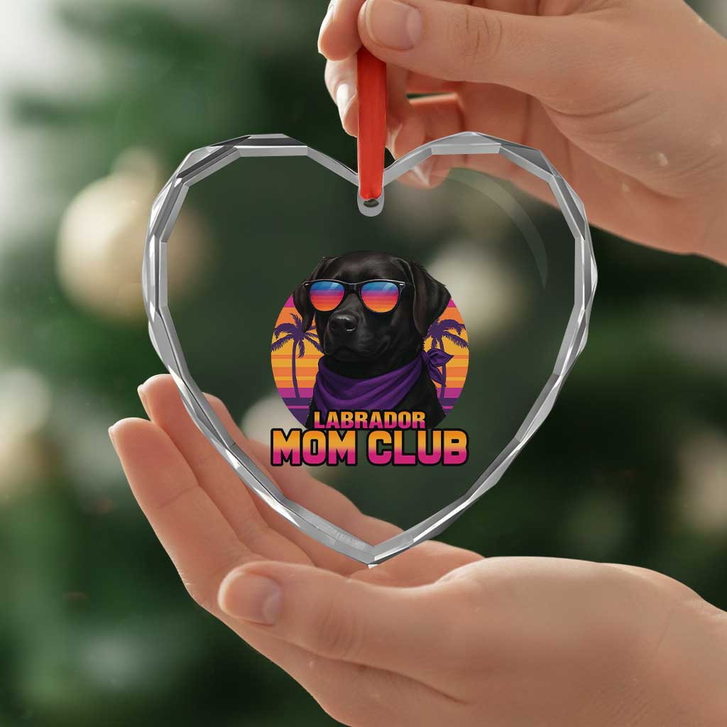 Funny Black Labrador Heart Crystal Glass Ornament Dog Mom Retro Sunset Gift - Wonder Print Shop
