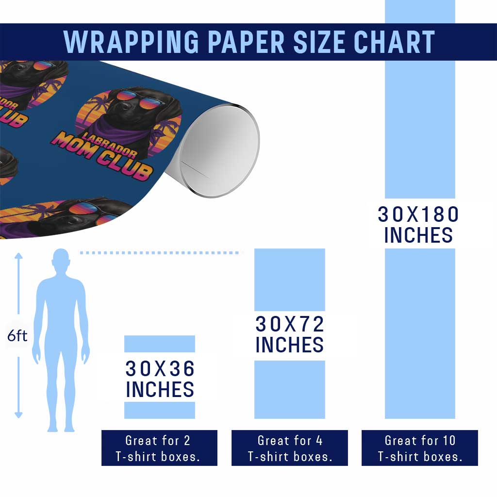 Funny Black Labrador Wrapping Paper Roll Dog Mom Retro Sunset Gift - Wonder Print Shop