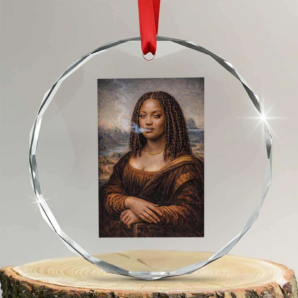 Funny Black Mona Lisa Crystal Glass Ornament African American Pride - Wonder Print Shop