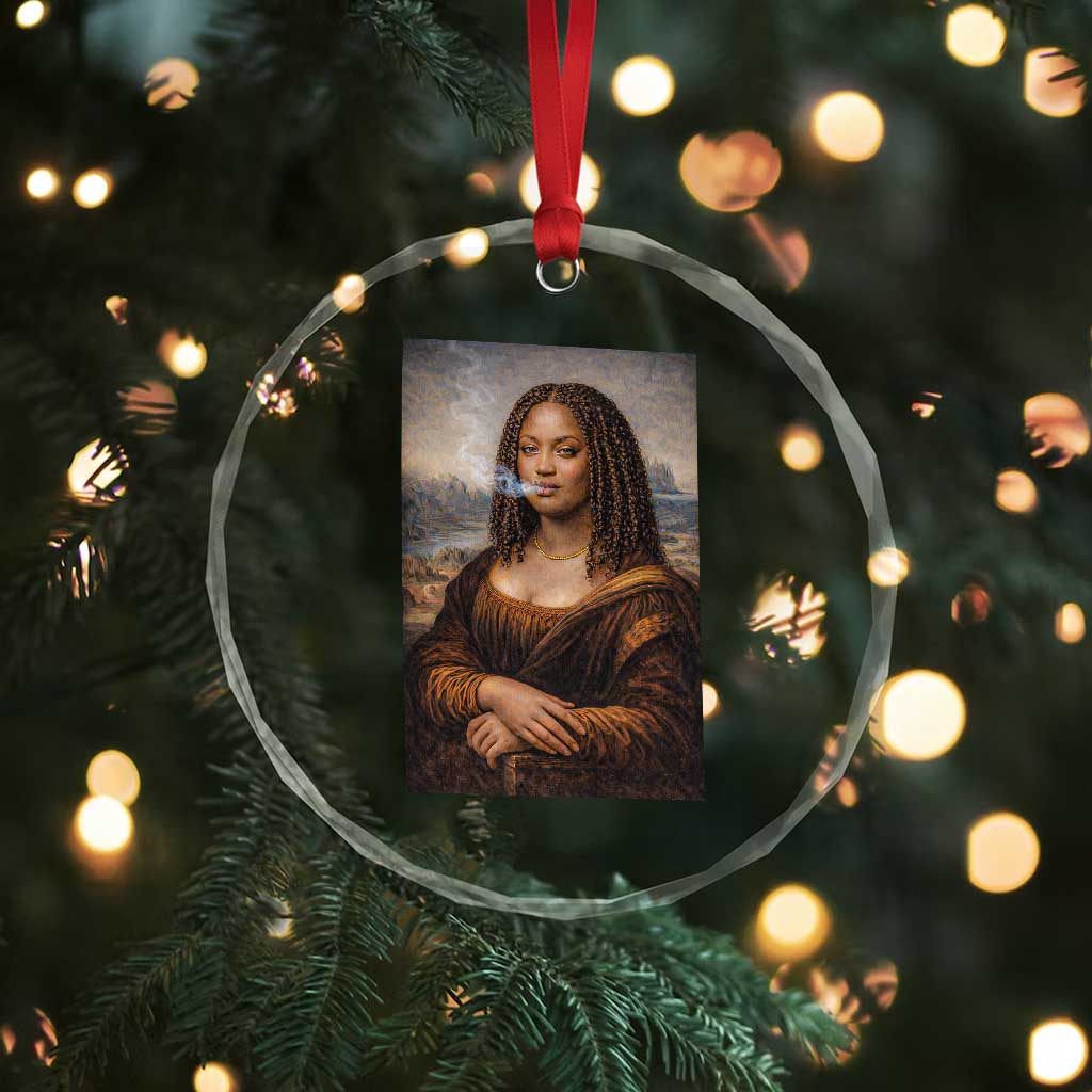 Funny Black Mona Lisa Crystal Glass Ornament African American Pride - Wonder Print Shop
