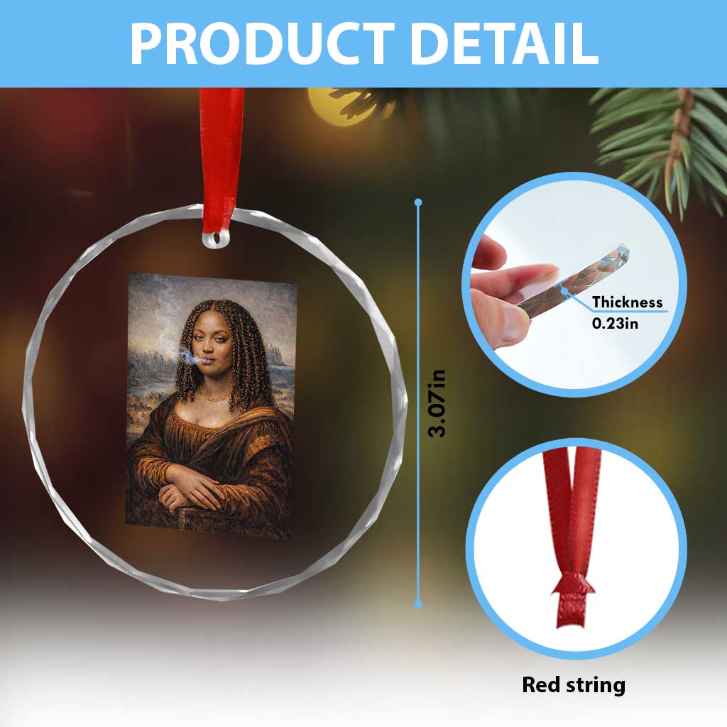 Funny Black Mona Lisa Crystal Glass Ornament African American Pride - Wonder Print Shop