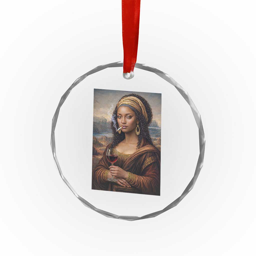 Funny Black Mona Lisa Crystal Glass Ornament Melanin Queen Black History Month - Wonder Print Shop