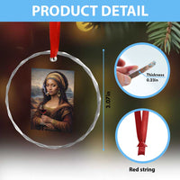 Funny Black Mona Lisa Crystal Glass Ornament Melanin Queen Black History Month - Wonder Print Shop