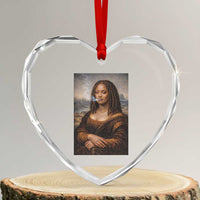 Funny Black Mona Lisa Heart Crystal Glass Ornament African American Pride - Wonder Print Shop