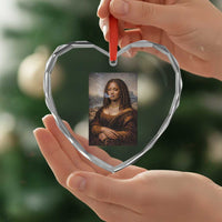 Funny Black Mona Lisa Heart Crystal Glass Ornament African American Pride - Wonder Print Shop